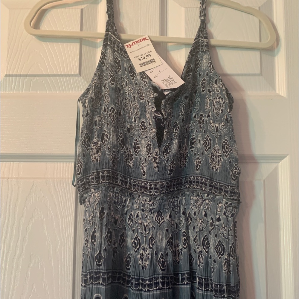 Patrons of Piece Patterned Blue Maxi Dress (Small)